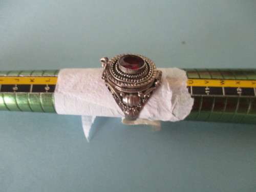 925 Sterling Silver Garnet ` Poison ` Ring