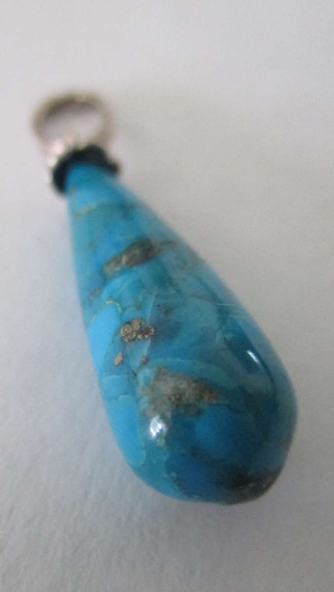 925 Sterling Silver and Genuine Drop Turquoise  Pendant