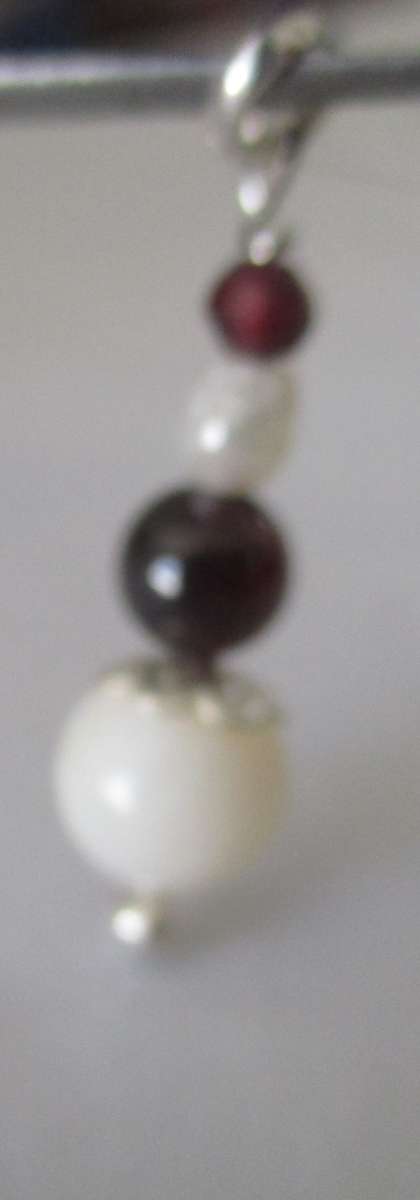 925 Sterling Silver , Pearls and Ganets Pendant