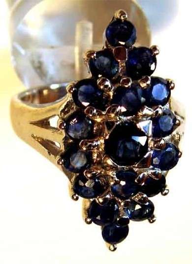 925 Sterling Siver and genuine Blue Sapphires Ring [BIG & BEAUTY]