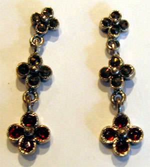 Silver Marcasite & Garnet Drop Earrings