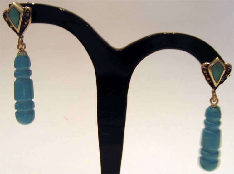 Silver Marcasite & Turquoise Drop Earrings