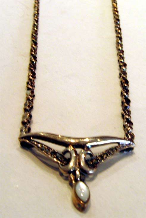 Silver Marcasite & Mother of Pearl Necklace