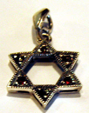 Silver marcasite & Garnet Star of David