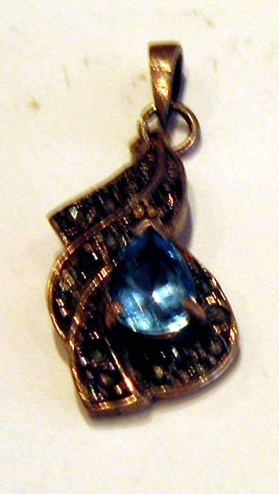 Silver Marcasite & Blue Topaz Pendant