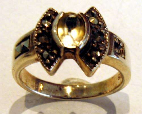Silver Marcasite & Citrine Ring
