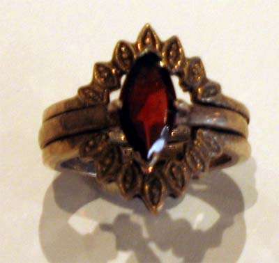 Silver Marcasite & Garnet 2 in 1 Ring