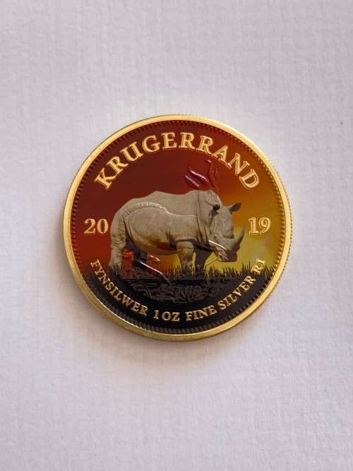 1 OZ Silver .999 Krugerrand (colour addition) Rhino Limited to 100 pieces
