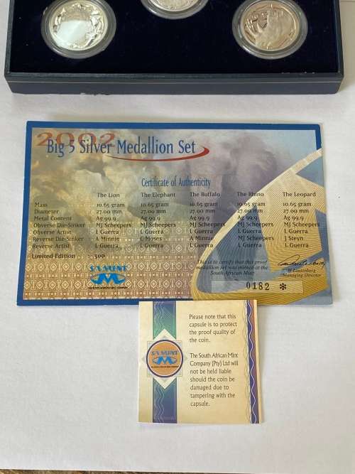 Big 5 Silver Medellion Set .999 Ag (53.25 g total silver)