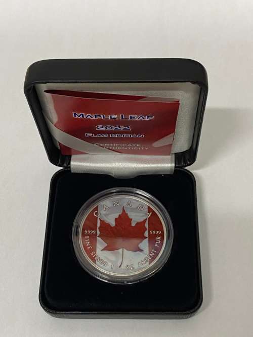 2022 .9999 1OZ Silver Maple Leaf(Flag Edition)limited to 500 pcs