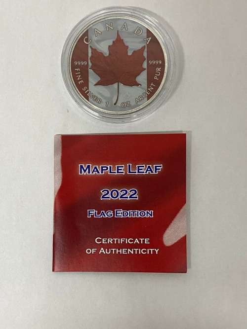 2022 .9999 1OZ Silver Maple Leaf(Flag Edition)limited to 500 pcs