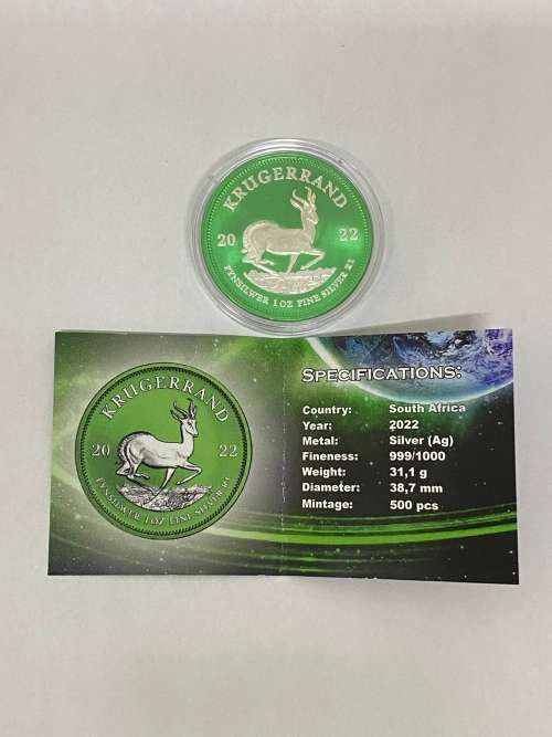 2022 1 OZ .999 silver Krugerrand (Space Green edition ) limited to 500pcs