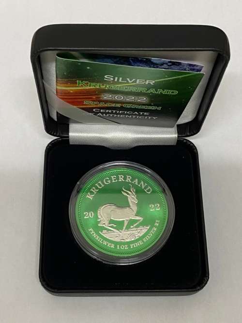 2022 1 OZ .999 silver Krugerrand (Space Green edition ) limited to 500pcs