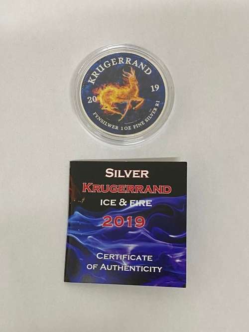 2019 1 Oz .999 Silver Krugerrand (Ice & Fire edition) limited to 500 PCS!