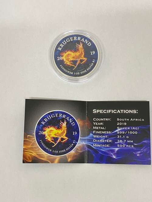 2019 1 Oz .999 Silver Krugerrand (Ice & Fire edition) limited to 500 PCS!