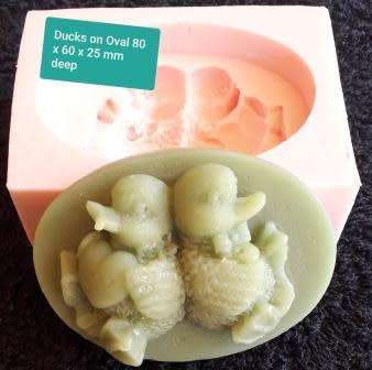 SILICONE MOULD " Secondhand " LIMITED STOCK  - Ducks on Oval - 80 mm x 60 mm x 25 mm Deep