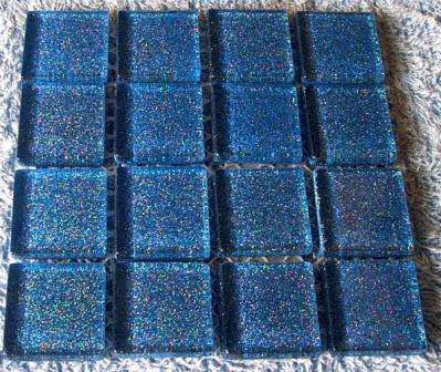 Mosaic Glitter Crystal Glass Tiles - Capri Blue 23 x 23 x 4 mm