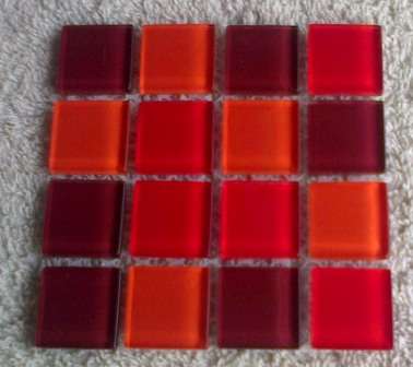 Mosaic Crystal Glass Tiles - Mix - Red, Brown, Orange 23 x 23 x 4 mm