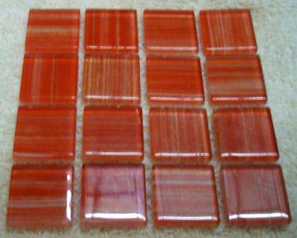 Mosaic Crystal Glass Tiles - Zebra Red 25 x 25 mm