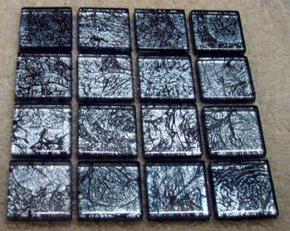 Mosaic Crystal Glass Tiles Gold Leaf - Pewter Silver 25 x 25 mm