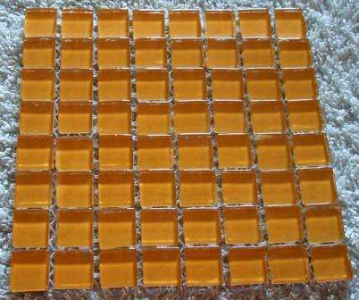 64 - Mosaic Mini Crystal Glass Tiles - Yellow 10 x 10 x 4 mm