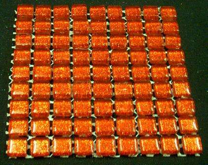 81 - " Glitter " Mosaic Mini Crystal Glass Tiles - Red 10 x 10 x 4 mm