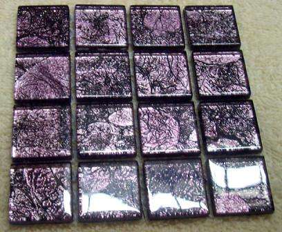 Mosaic Crystal Glass Tiles Gold Leaf - Burgendy 25 x 25 x 4 mm mm