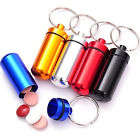 Mini Aluminum Pill Box Case Bottle Keychain Container (Random Color)