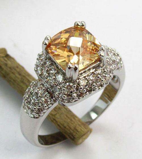 Pave setting Zircon, Morganite 925 Sterling Silver Gold-Plated Ring [R1 SPECIAL - NO RESERVE]