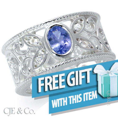 **FREE R200 GIFT** Beautiful Natural 0.52ct Tanzanite Silver Filigree Band Ring *FREE SHIPPING*