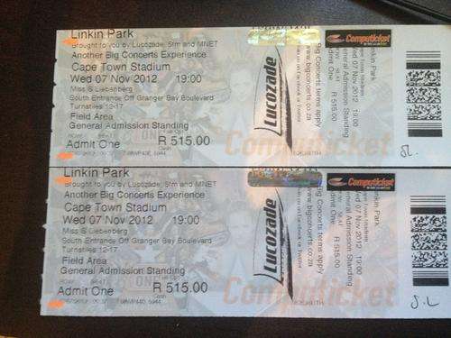 LINKIN PARK GENERAL ADMISSION STANDING CAPE TOWN