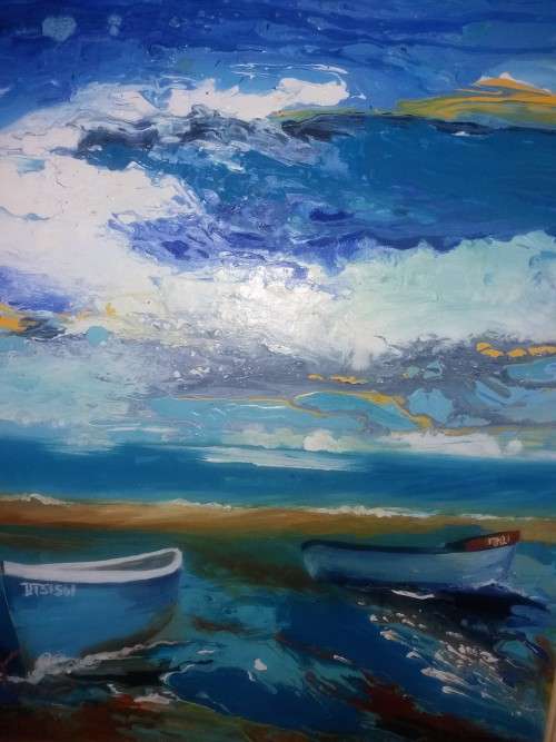 Beached boat - oil - Anita Fuchs