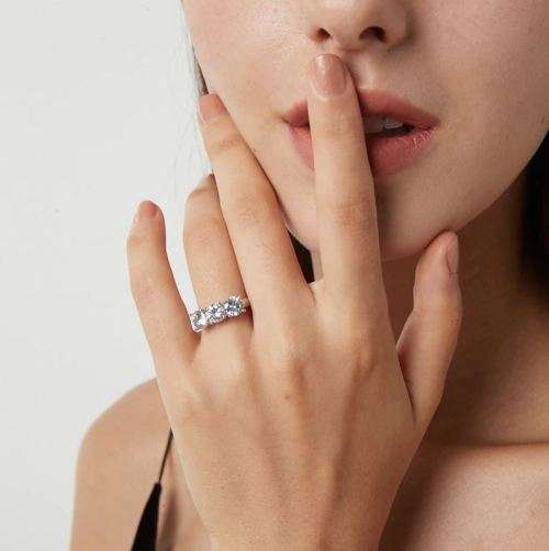 Simulated  2.25Ct triple Diamond Engagement Ring-Size7/O