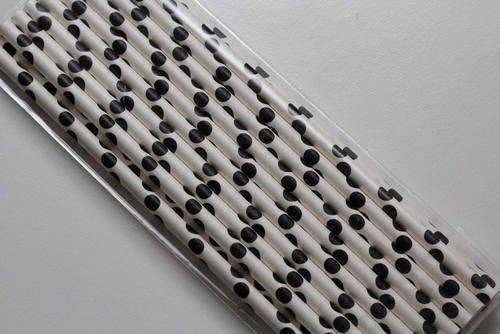 White & Black Polka Dot Party Straws - 20 per pack