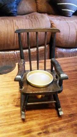 vintage wooden mini rocking chair ashtray - classic