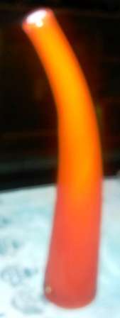 gorgeous encased art glass bright orange and white inner curved murano style vase ;-)