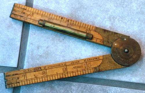 antique/vintage wooden J rabone and sons calliper, spirit level, fold up ruler