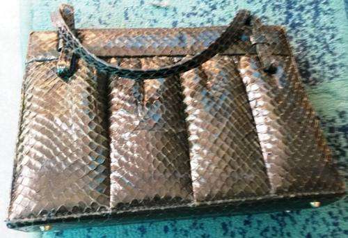 vintage handbag faux crocodile skin