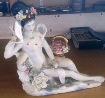 vintage japanese fine porcelain geisha nude figurine