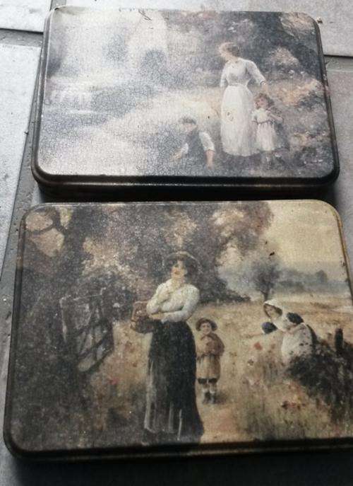 vintage two cigarette tins