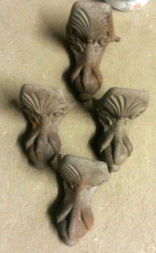 stunning old antique cast iron feet x 4