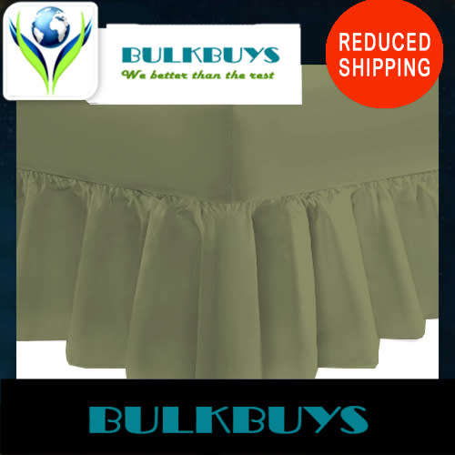 QUEEN-Fitted Valance Sheet with all around  frill and 2 pillow cases *field grey color*