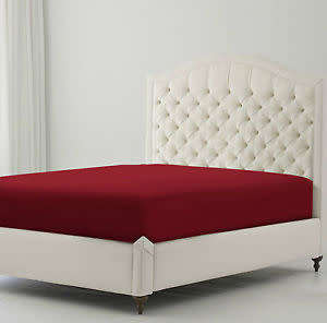 QUEEN-ELASTICATED BURGUNDY FITTED SHEET + TWO PILLOW CASES