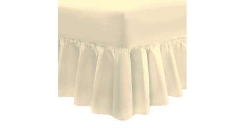 QUEEN-Fitted Valance Sheet with all around frill and 2 pillow cases *cream color*