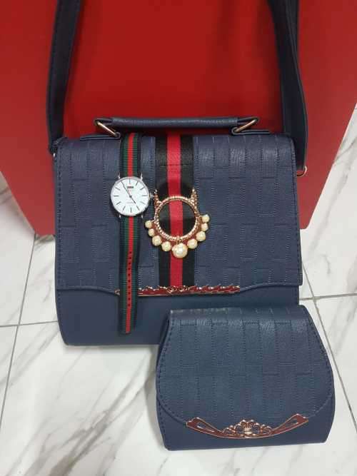 WOMEN 3PC BAG STUNNING SET WITH HAND WATCH***6 COLORS AVAILABLE***