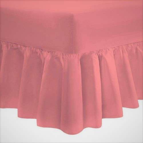 QUEEN-Fitted Valance Sheet with all around frill and 2 pillow cases *MINK color*