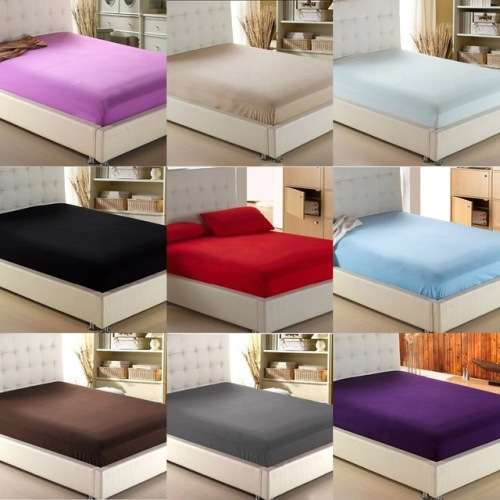 Luxury Plain Poly Cotton Fitted Sheet For All Bedding** Size:Queen