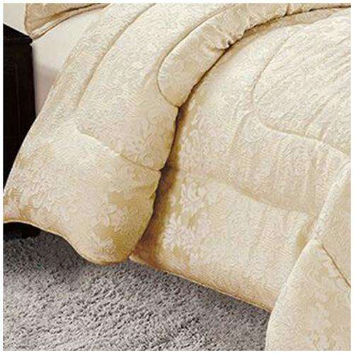 Super Luxury 3pc Jacquard Quilted Bedspread Comforter Throw Set (QUEEN, Diana Cream)