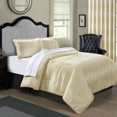 Super Luxury 3pc Jacquard Quilted Bedspread Comforter Throw Set (QUEEN, Diana Cream)***EXCELLENT QUA
