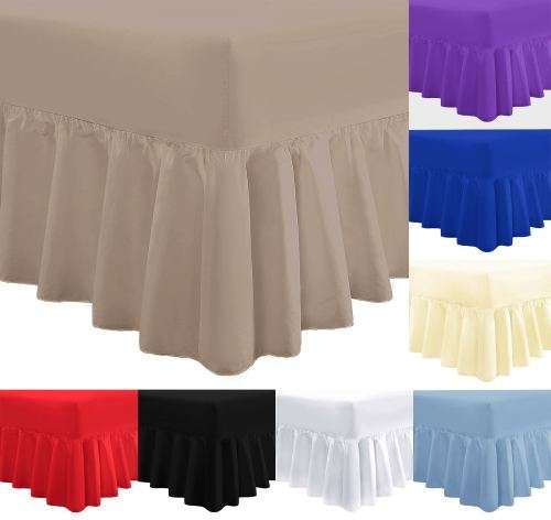 QUEEN-Fitted Valance Sheet with all around frill & 2 pillow cases..Available colors will be emailed